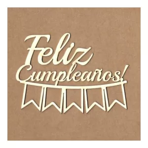 Chipboard feliz cumpleaños con banderitas