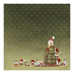 Vellum arbol de navidad con gnomos